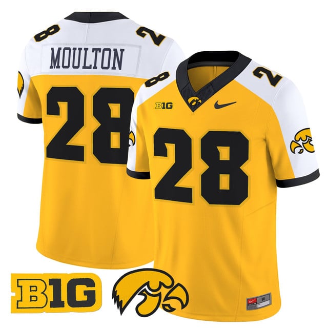 Men's Iowa Hawkeyes 2025 Vapor Limited Jersey gold white #28 Kamari Moulton