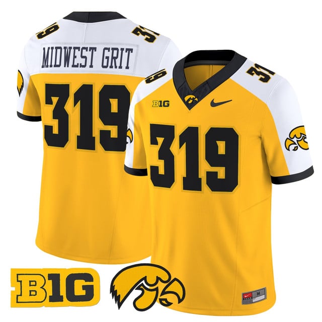 Men's Iowa Hawkeyes 2025 Vapor Limited Jersey gold white #319 Midwest Grit