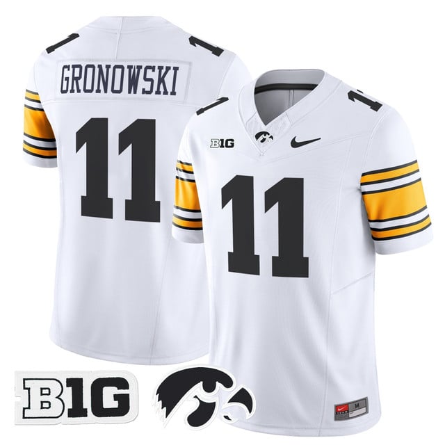 Men's Iowa Hawkeyes 2025 Vapor Limited Jersey white #11 Mark Gronowski