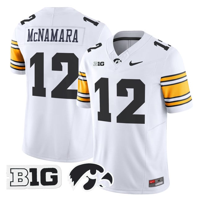 Men's Iowa Hawkeyes 2025 Vapor Limited Jersey white #12 Cade McNamara
