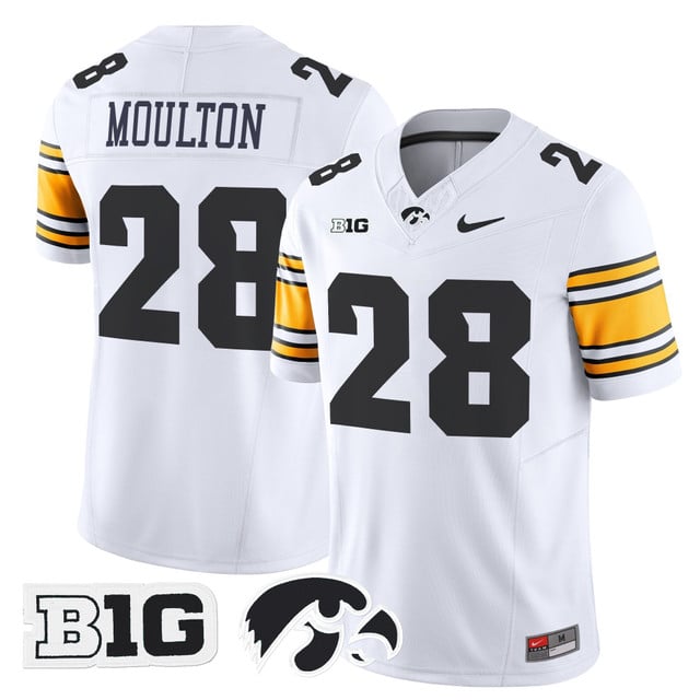 Men's Iowa Hawkeyes 2025 Vapor Limited Jersey white #28 Kamari Moulton