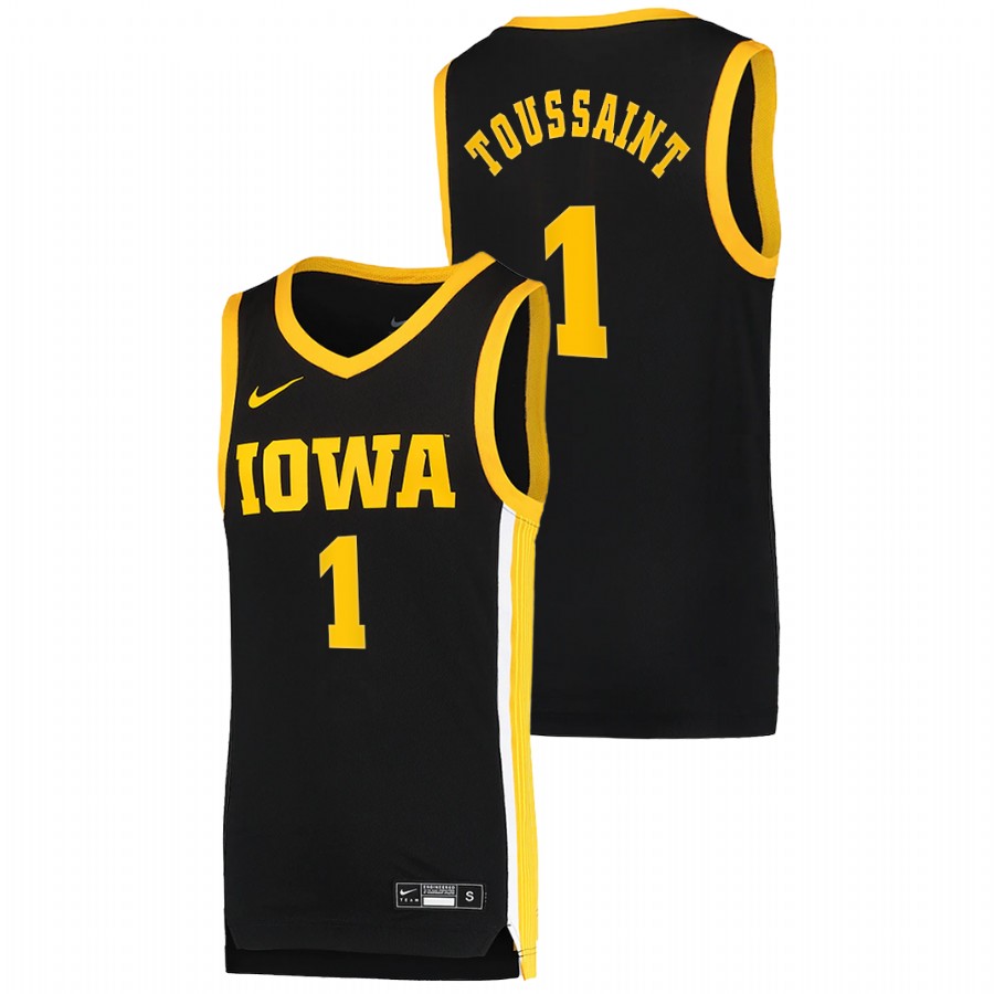 Men's Iowa Hawkeyes Joe Toussaint Basketball 2021 Dri-FIT Swingman Jersey Black