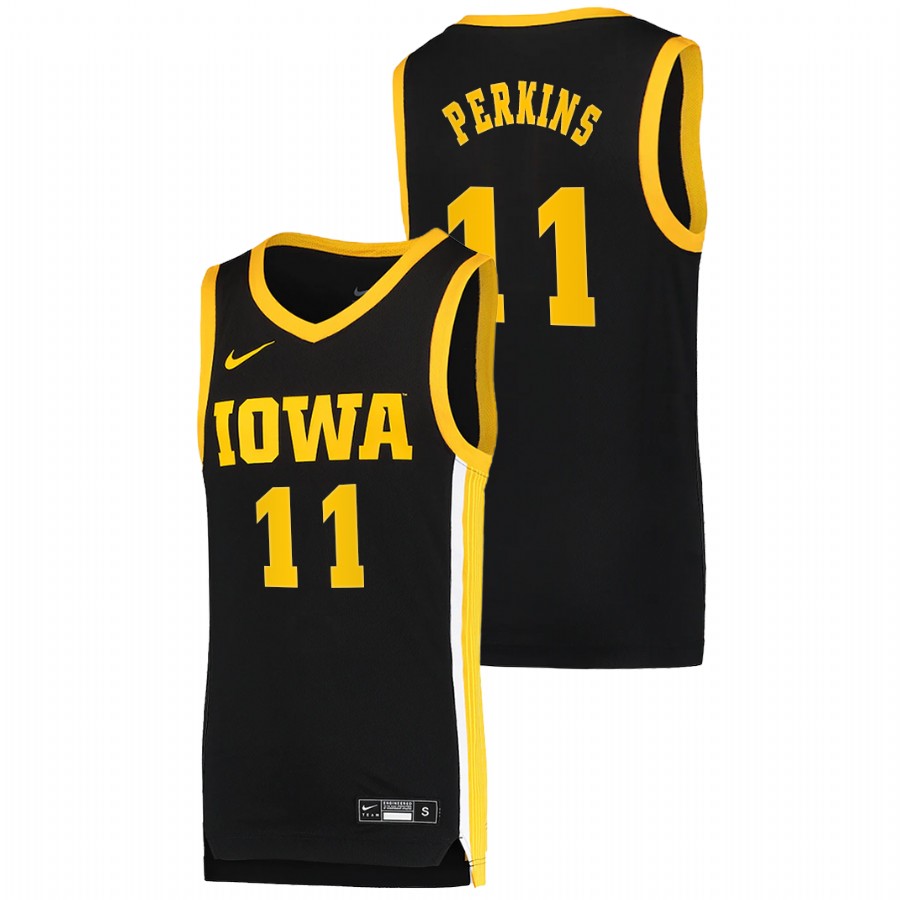 Men's Iowa Hawkeyes Tony Perkins Basketball 2021 Dri-FIT Swingman Jersey Black
