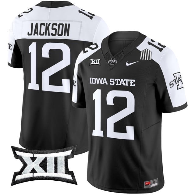 Men's Iowa State Cyclones 2025 Vapor Limited Jersey black white #12 Jay Jackson