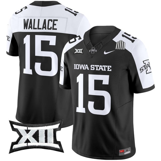 Men's Iowa State Cyclones 2025 Vapor Limited Jersey black white #15 Seneca Wallace