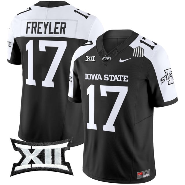 Men's Iowa State Cyclones 2025 Vapor Limited Jersey black white #17 Beau Freyler