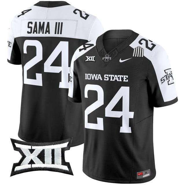 Men's Iowa State Cyclones 2025 Vapor Limited Jersey black white #24 Abu Sama III