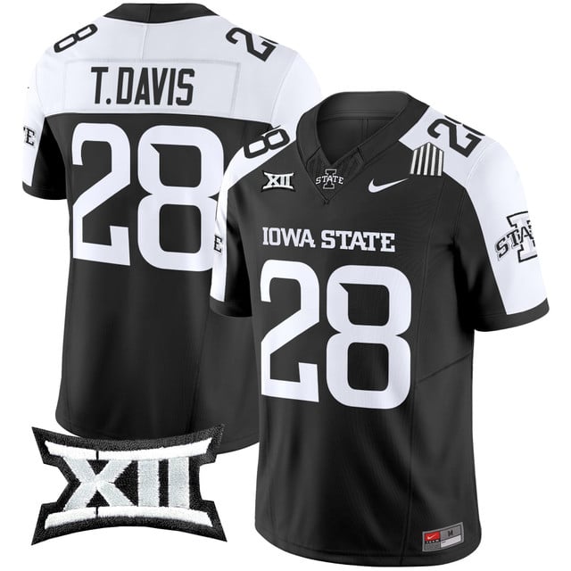 Men's Iowa State Cyclones 2025 Vapor Limited Jersey black white #28 Troy Davis