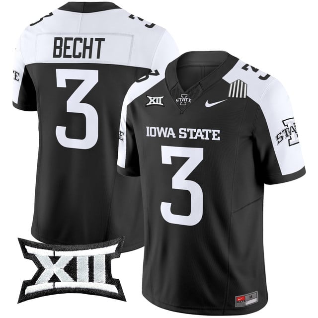 Men's Iowa State Cyclones 2025 Vapor Limited Jersey black white #3 Rocco Becht