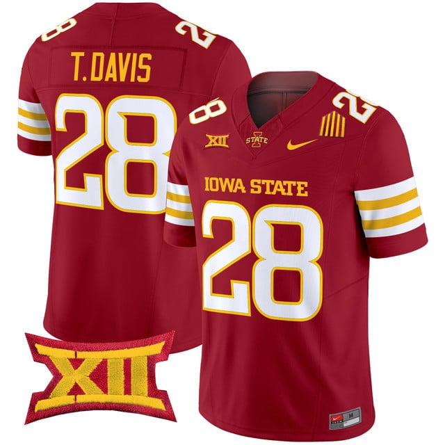 Men's Iowa State Cyclones 2025 Vapor Limited Jersey red #28 Troy Davis