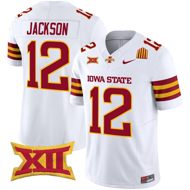 Men's Iowa State Cyclones 2025 Vapor Limited Jersey white #12 Jay Jackson