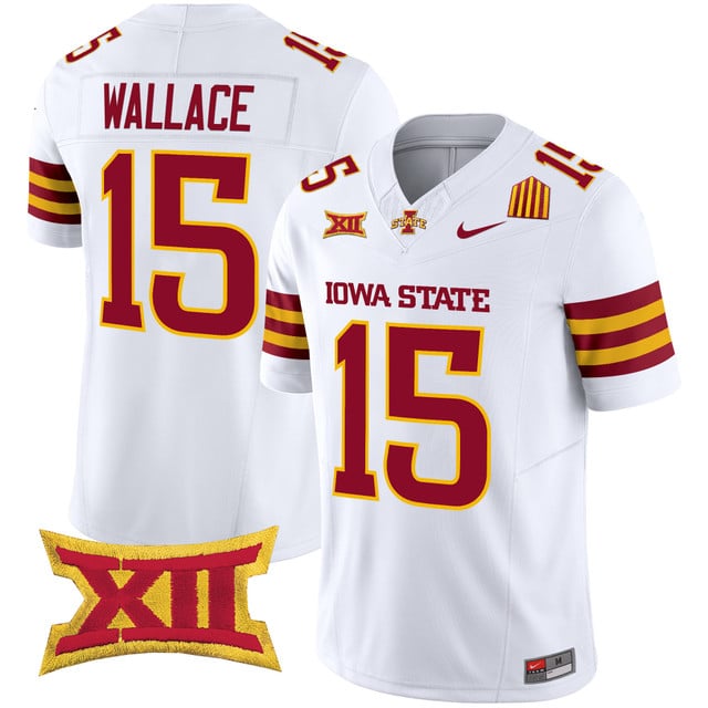 Men's Iowa State Cyclones 2025 Vapor Limited Jersey white #15 Seneca Wallace
