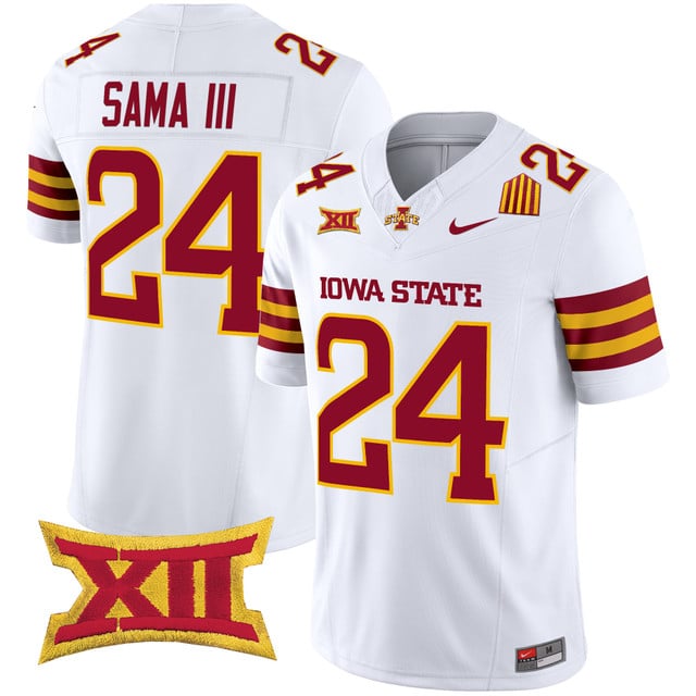 Men's Iowa State Cyclones 2025 Vapor Limited Jersey white #24 Abu Sama III