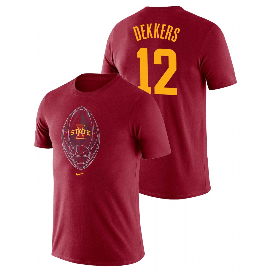 Men's Iowa State Cyclones Football Icon Hunter Dekkers Cardinal T-Shirt