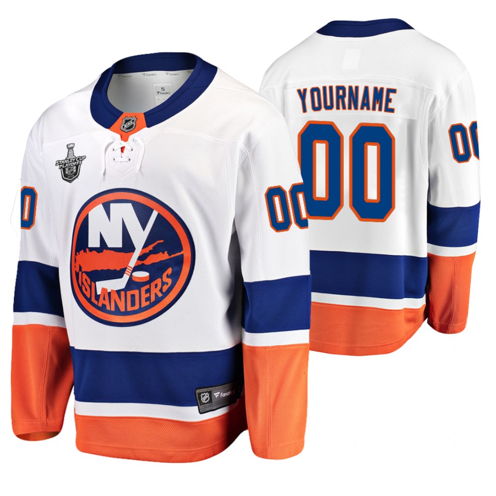 Men's Islanders #00 Custom Stanley Cup Playoffs Away Jersey