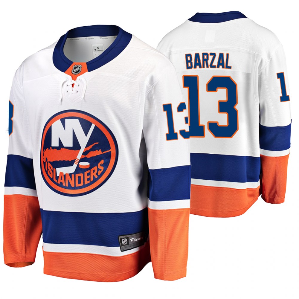 Men's Islanders #13 Mathew Barzal Fanatics Branded Away Breakaway Jersey White