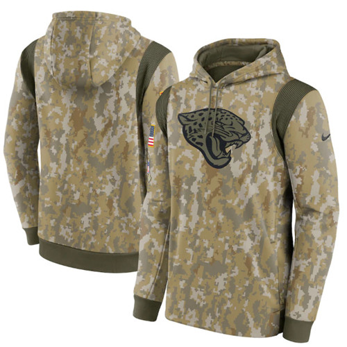 Men's Jacksonville Jaguars Camo 2021 Salute To Service Therma Performance Pullover Hoodie