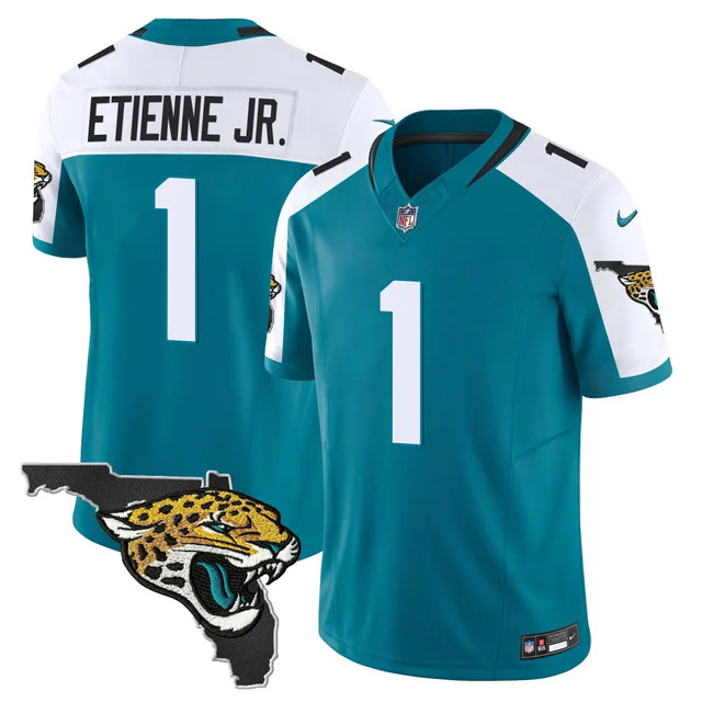 Men's Jacksonville Jaguars Florida Patch Vapor Jersey ALTERNATE #1 TRAVIS ETIENNE JR..webp