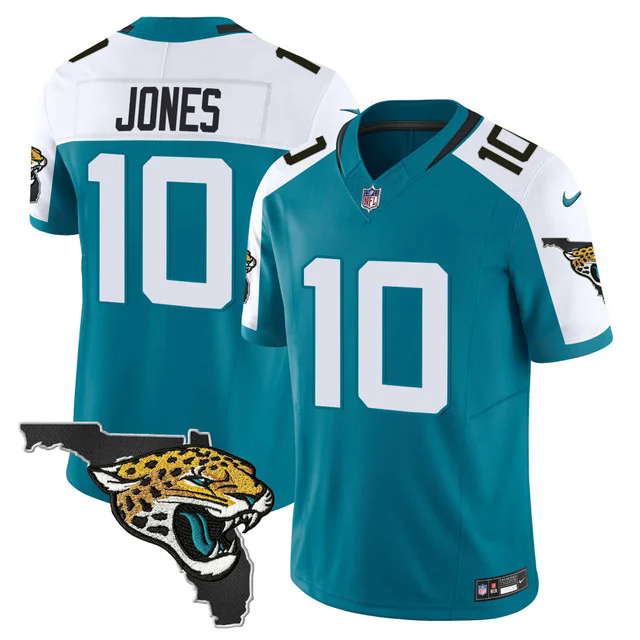 Men's Jacksonville Jaguars Florida Patch Vapor Jersey ALTERNATE #10 MAC JONES.webp