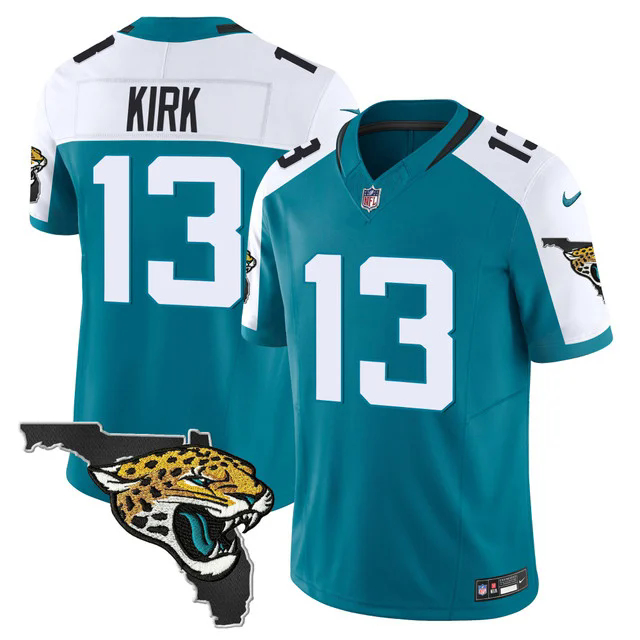 Men's Jacksonville Jaguars Florida Patch Vapor Jersey ALTERNATE #13 CHRISTIAN KIRK.webp