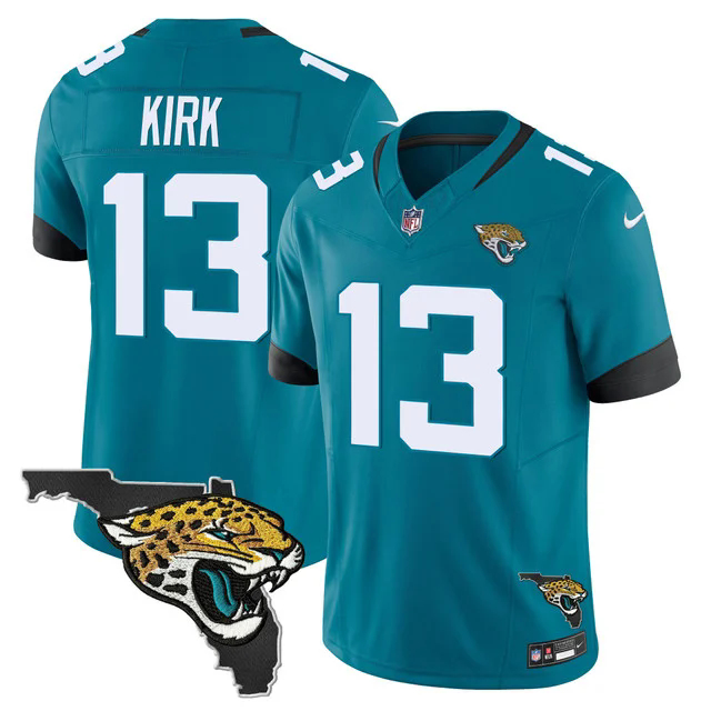Men's Jacksonville Jaguars Florida Patch Vapor Jersey TEAL #13 CHRISTIAN KIRK.webp