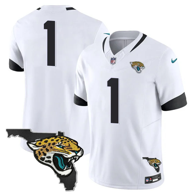 Men's Jacksonville Jaguars Florida Patch Vapor Jersey WHITE #1.webp