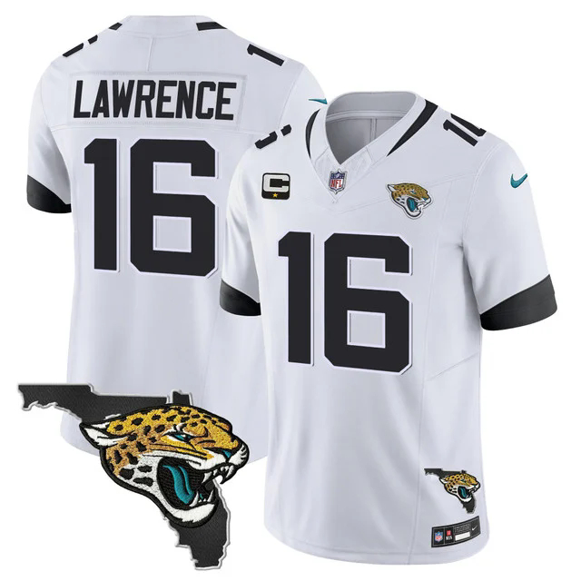 Men's Jacksonville Jaguars Florida Patch Vapor Jersey WHITE #16 TREVOR LAWRENCE.webp