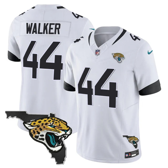 Men's Jacksonville Jaguars Florida Patch Vapor Jersey WHITE #44 TRAVON WALKER.webp