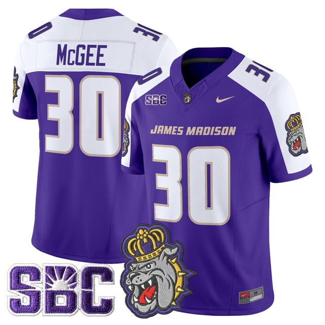 Men's James Madison Dukes 2025 Vapor Limited Jersey alternate #30 Scotty Mcgee