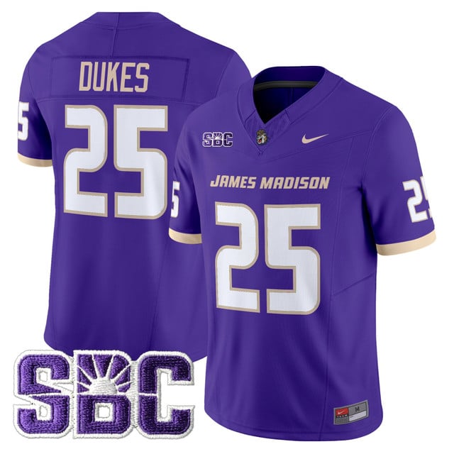 Men's James Madison Dukes 2025 Vapor Limited Jersey purple #25 Dukes