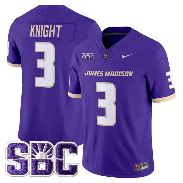 Men's James Madison Dukes 2025 Vapor Limited Jersey purple #3 Wayne Knight