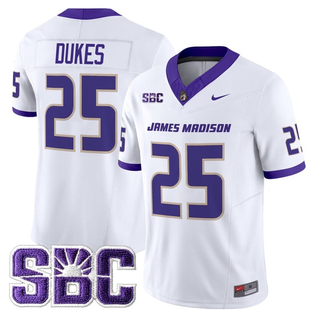 Men's James Madison Dukes 2025 Vapor Limited Jersey white #25 Dukes