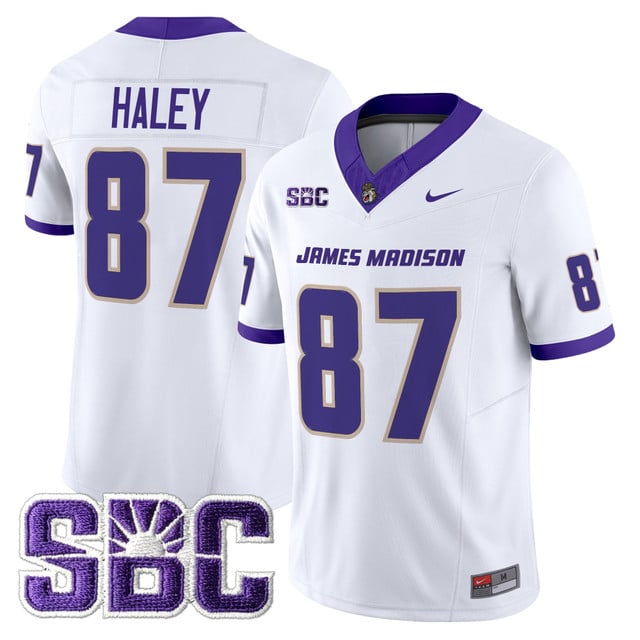 Men's James Madison Dukes 2025 Vapor Limited Jersey white #87 Charles Haley