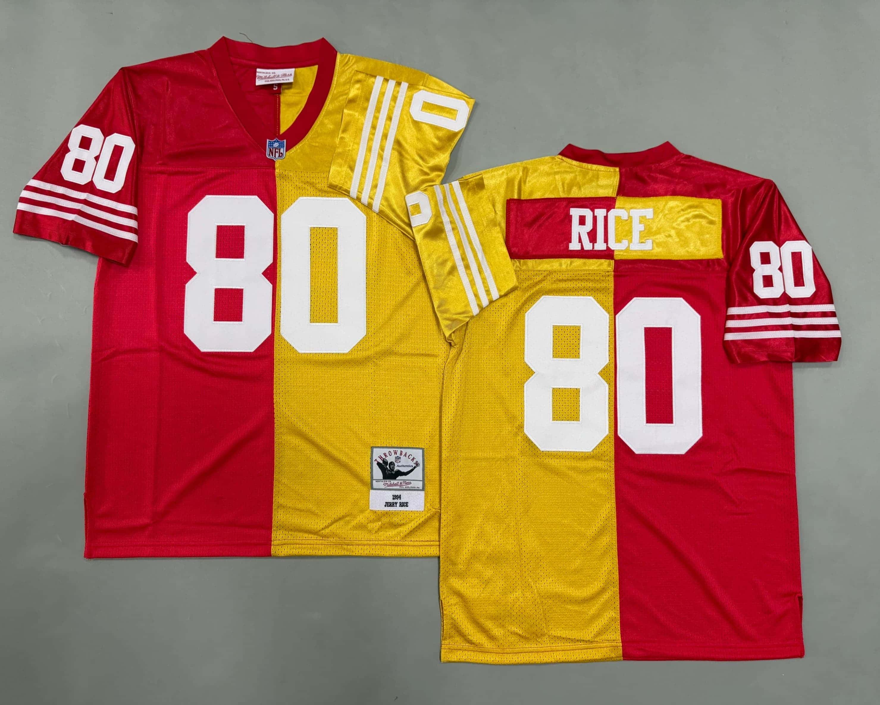 Men's Jerry Rice Split Legacy Replica Jersey Scarlet&Gold San Francisco 49ers