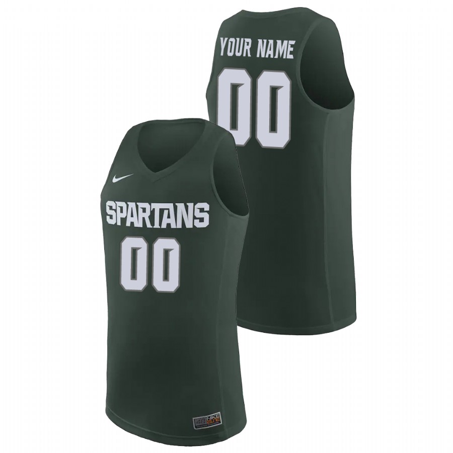 Men's Jersey Custom Michigan State Spartans Basketball Green Jersey