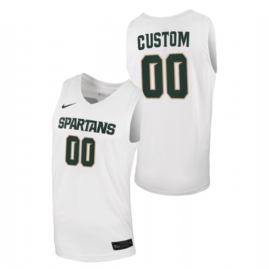 Men's Jersey Men Michigan State Spartans 2020-21 Custom Basketball White Jersey