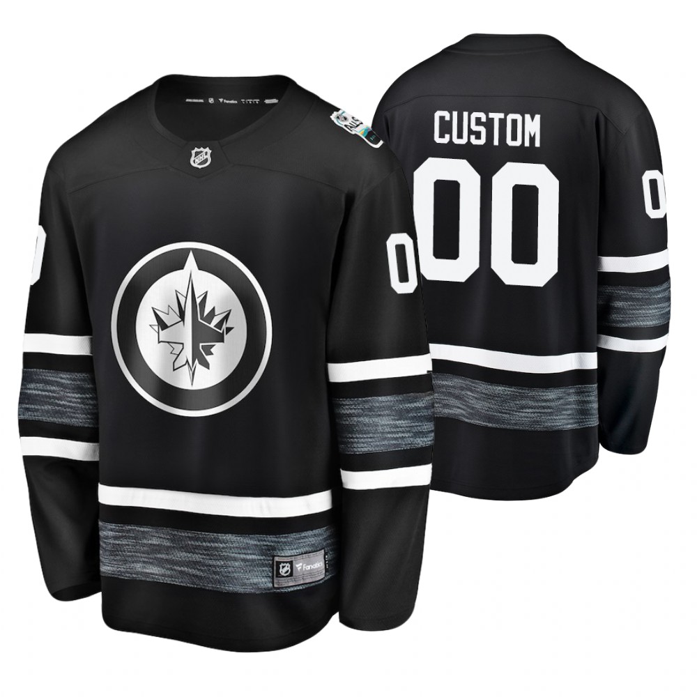 Men's Jets #00 Custom Black 2019 NHL All-Star Jersey