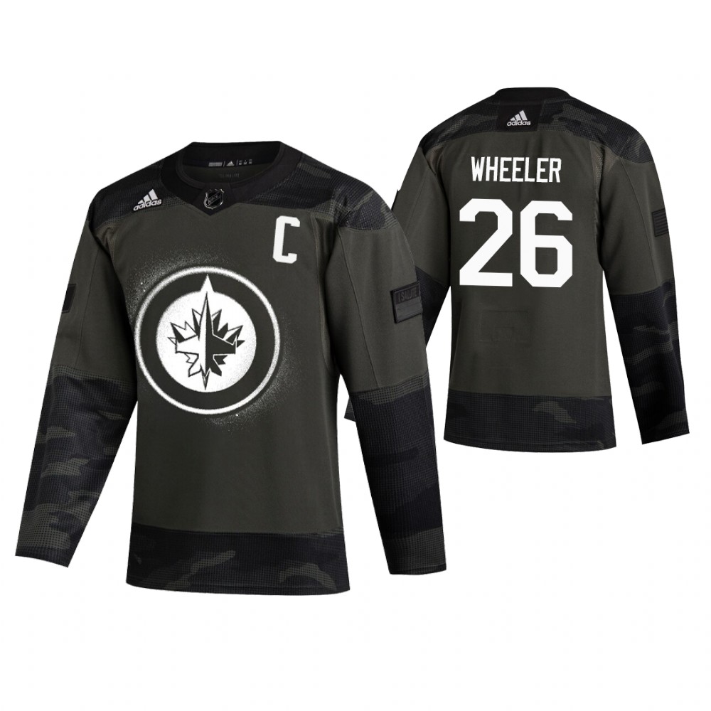 Men's Jets #26 Blake Wheeler Authentic 2019 Veterans Day Jersey Camo