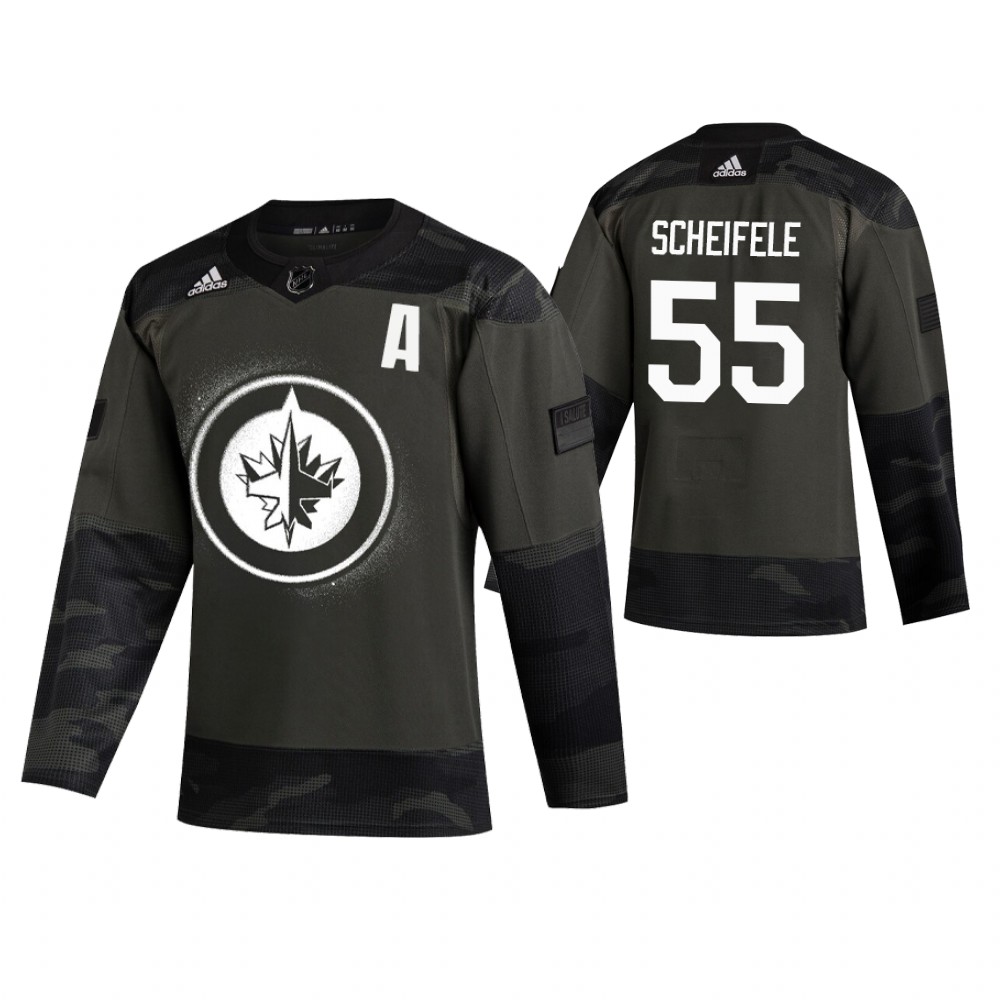 Men's Jets #55 Mark Scheifele Authentic 2019 Veterans Day Jersey Camo