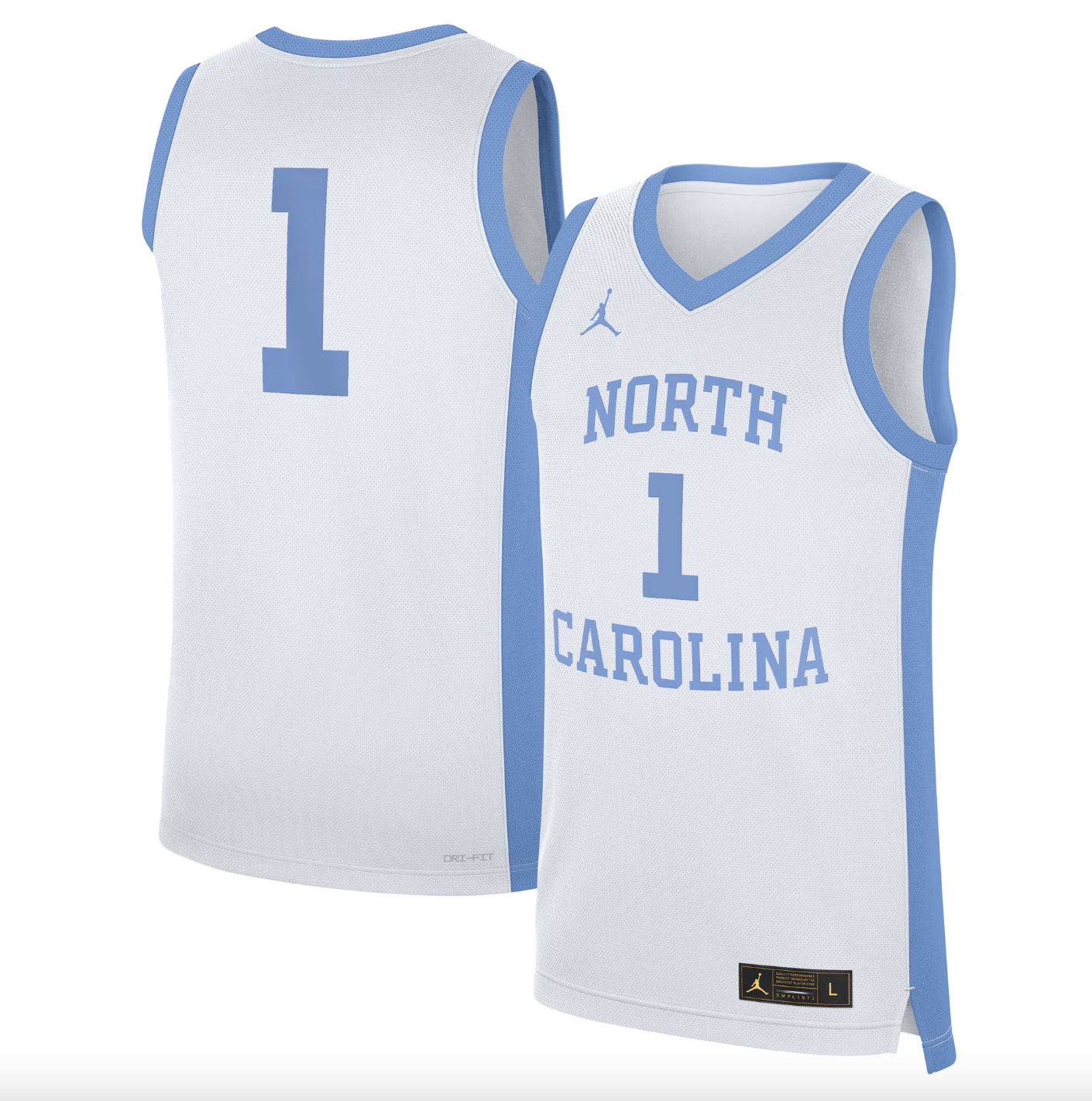 Men's Jordan Brand #1 White North Carolina Tar Heels Alternate Replica Jersey