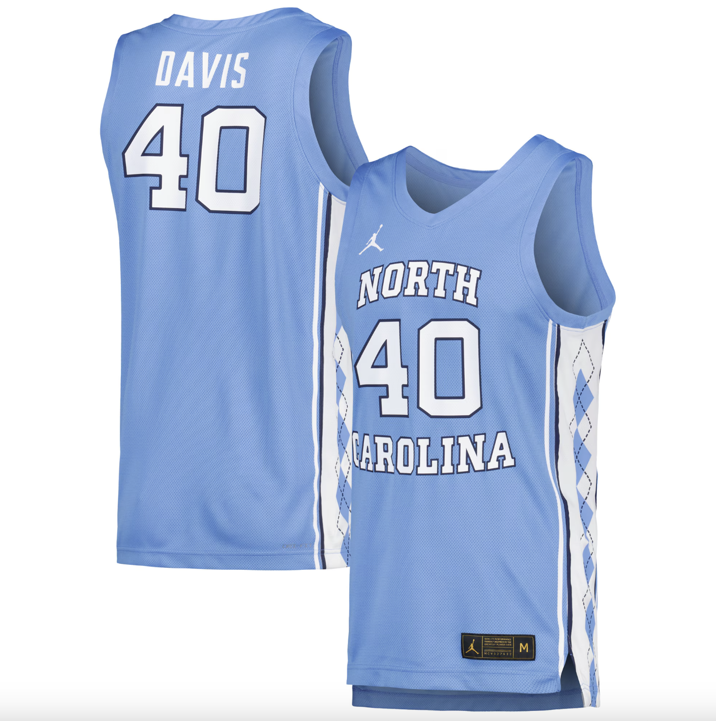 Men's Jordan Brand Hubert Davis Carolina Blue North Carolina Tar Heels Replica Basketball Player Jersey