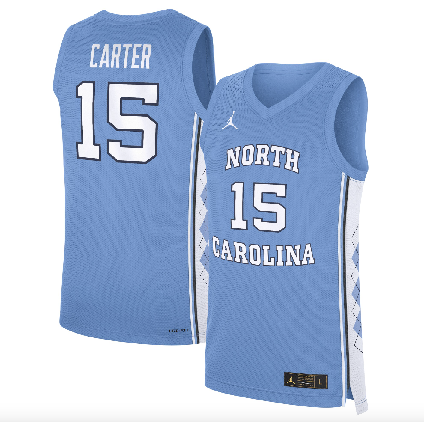 Men's Jordan Brand Vince Carter Carolina Blue North Carolina Tar Heels Road Replica Basketball Jersey