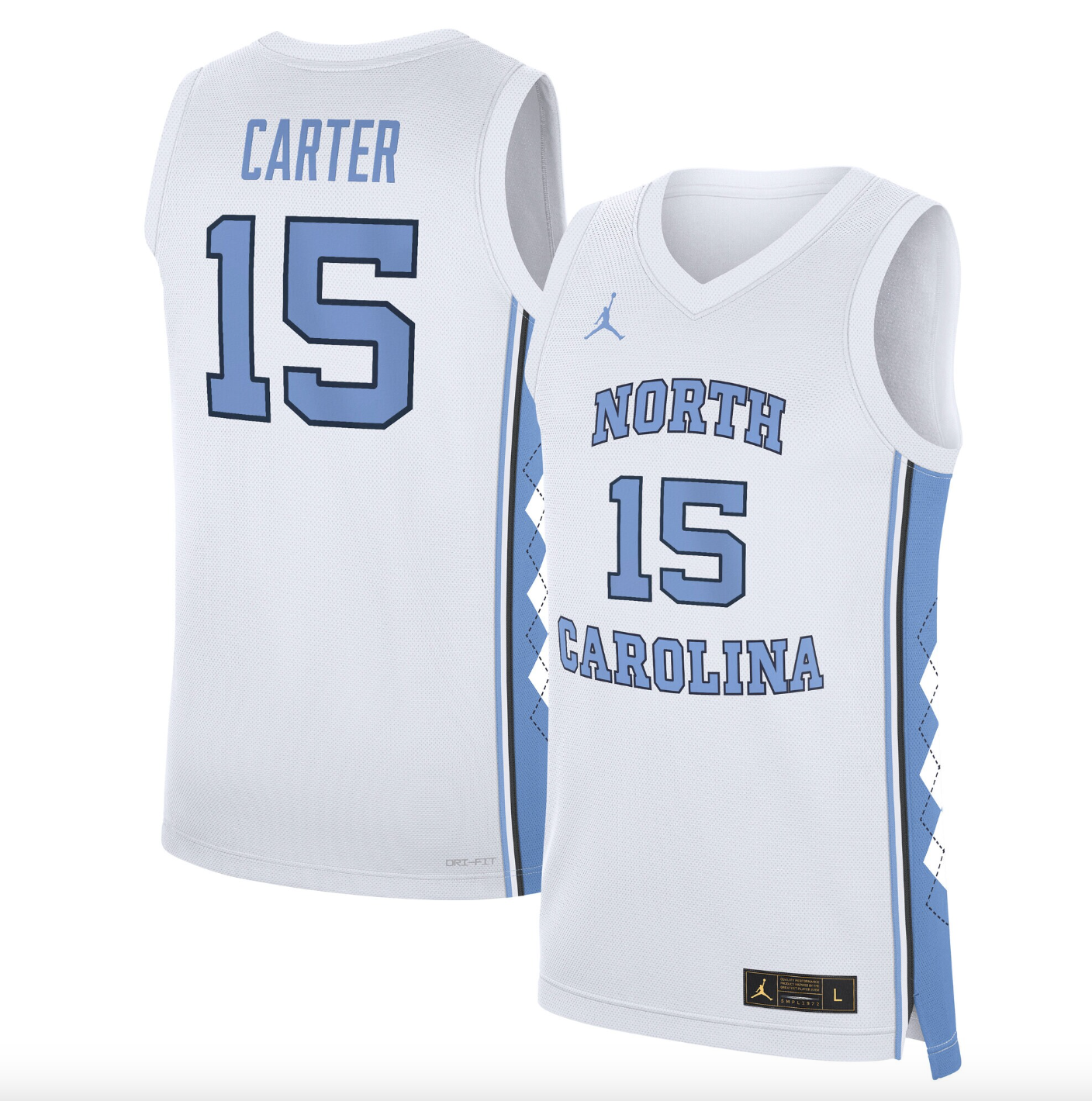 Men's Jordan Brand Vince Carter White North Carolina Tar Heels Replica Basketball Jersey 