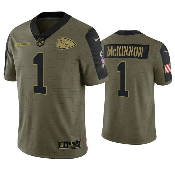 Men's Kansas City Chiefs #1 Jerick McKinnon Nike Olive 2021 Salute To Service Limited Jersey