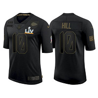 Men's Kansas City Chiefs #10 Tyreek Hill Black Salute To Service 2021 Super Bowl LV Jersey