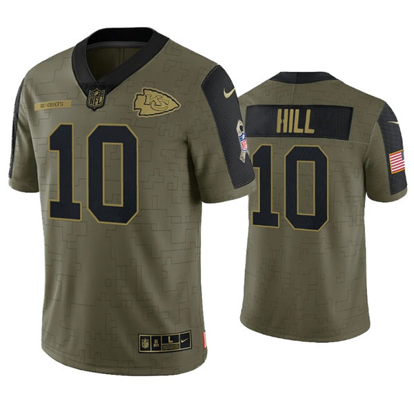 Men's Kansas City Chiefs #10 Tyreek Hill Nike Olive 2021 Salute To Service Limited Jersey
