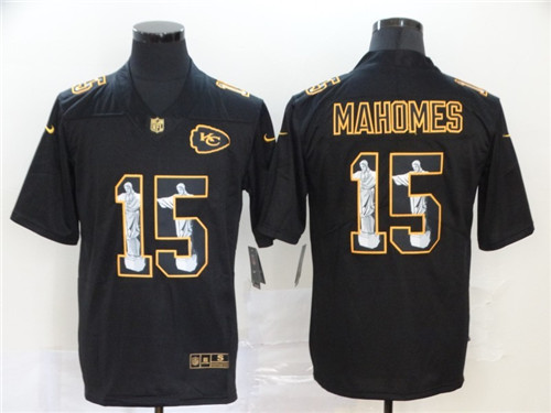 Men's Kansas City Chiefs #15 Patrick Mahomes Jesus Faith Black Vapor Untouchable Stitched NFL Nike Limited Jersey