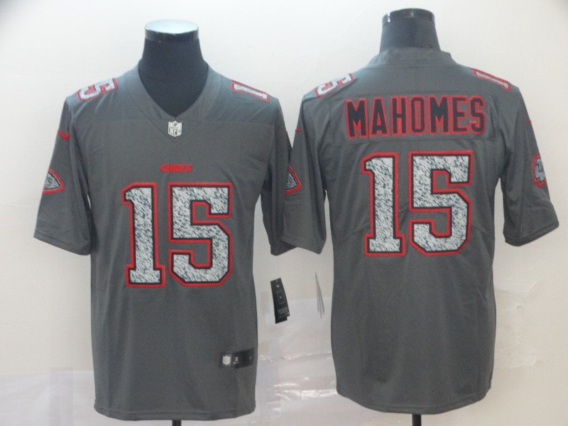 Men's Kansas City Chiefs #15 Patrick Mahomes NFL Gray Static Fashion Jersey