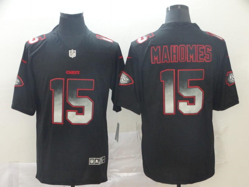 Men's Kansas City Chiefs #15 Patrick Mahomes NFL TEAMS Black Smoke Fashion Limited Jersey