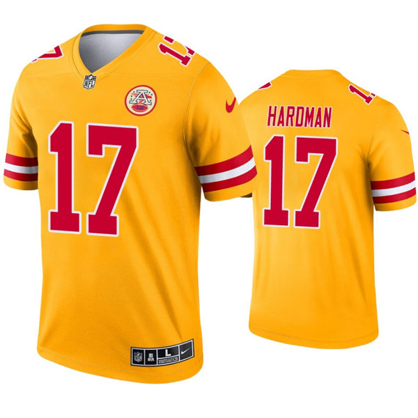 Men's Kansas City Chiefs #17 Mecole Hardman Nike Gold Inverted Legend Jersey